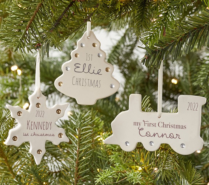 Baby's First Personalized Shaped Ceramic Ornaments