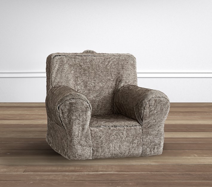 Gray Tipped Faux-Fur Anywhere Chair&#174; Slipcover Only