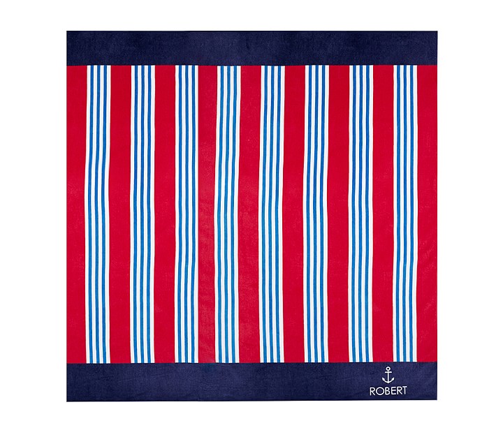 Nantucket Stripe Family Towel Red Navy