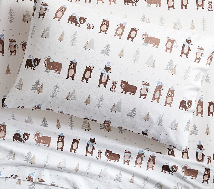 Winter Bear Flannel Toddler Sheet &amp; Pillowcases