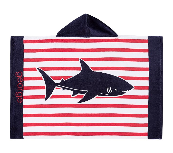 Breton Stripe Shark Baby Beach Hooded Towel