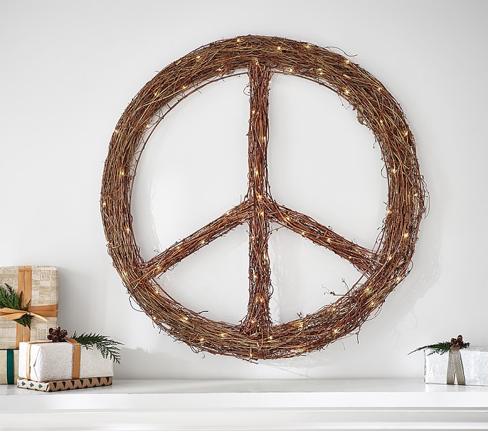 Willow Light-Up Peace Sign Wreath