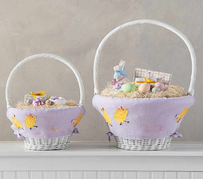 Lavender Seersucker Easter Basket Liners
