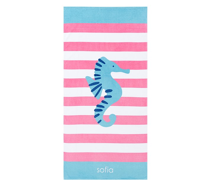 Seahorse Classic Stripe Kid Beach Towel