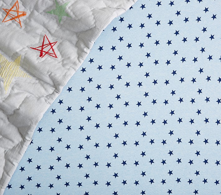 Star Heathered Jersey Crib Fitted Sheet