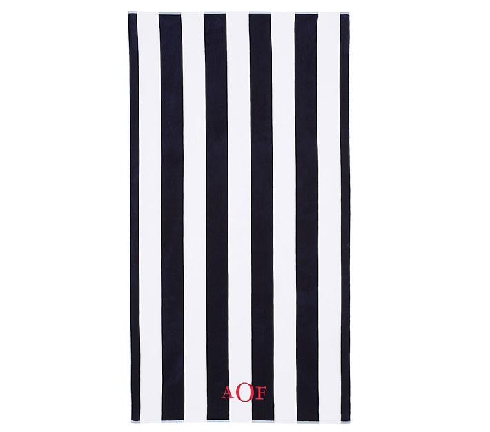 Reversible Awning Stripe Adult Towel Navy