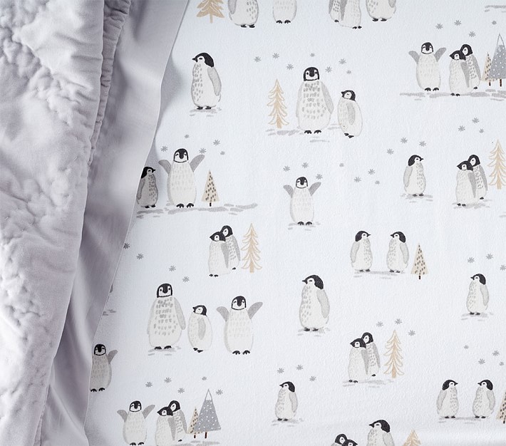 Winter Animal Flannel Crib Fitted Sheet