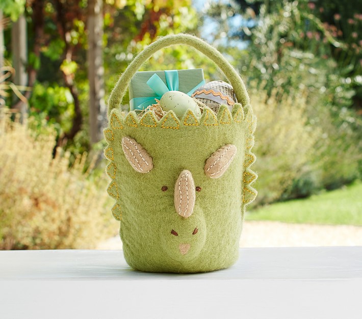 Dino Felted Easter Treat Bucket
