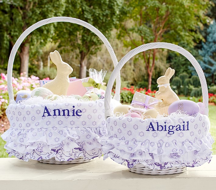 Lavender Tiered Ruffle Easter Basket Liners