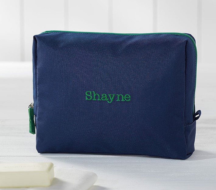 Fairfax Solid Navy/Green Trim Toiletry Bag