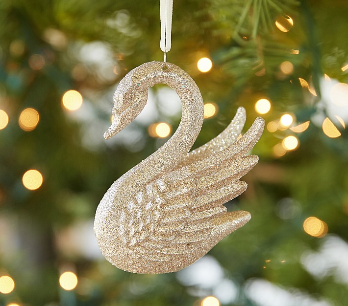 Monique Lhuillier Glitter Swan Ornament