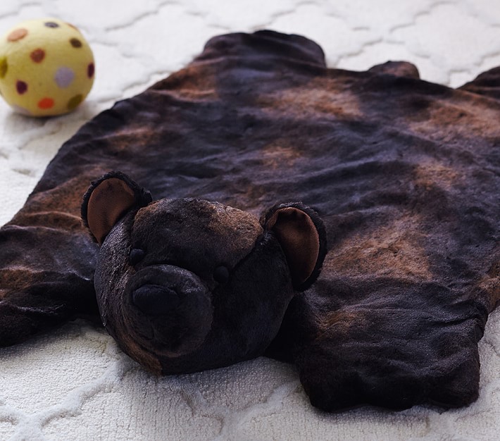 Brown Bear Faux Fur Plush Play Mat