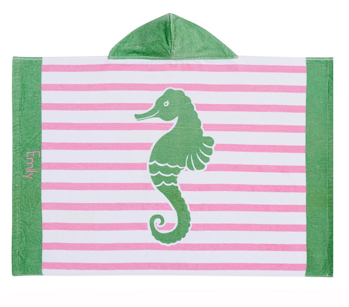 Breton Stripe Seahorse Baby Hooded Towel