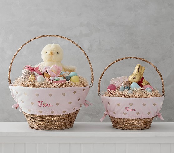 Gold Metallic Print Easter Basket | Pottery Barn Kids