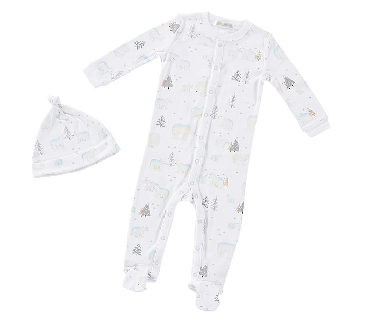 Organic Winter Bear Nursery Hat &amp; Pajama Set