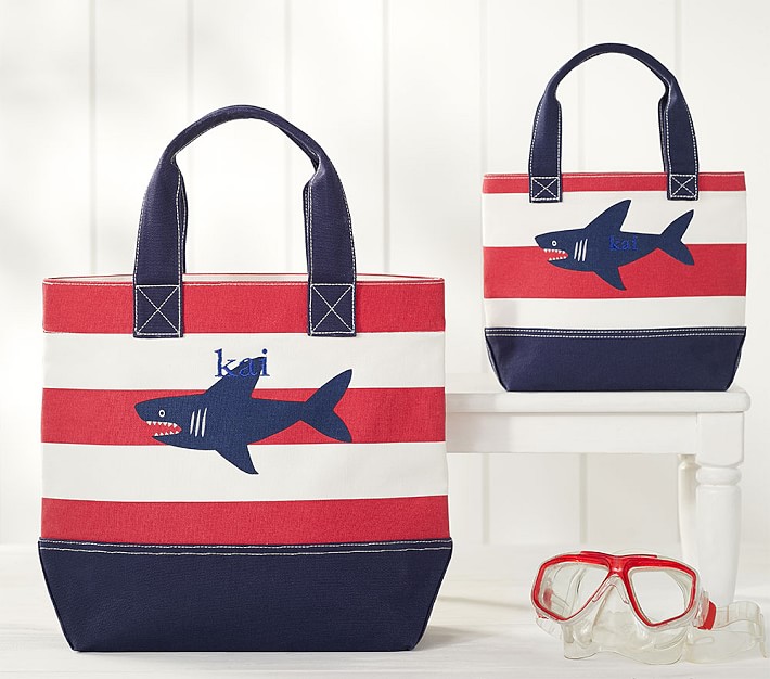 Red Navy Shark Stripe Icon Totes