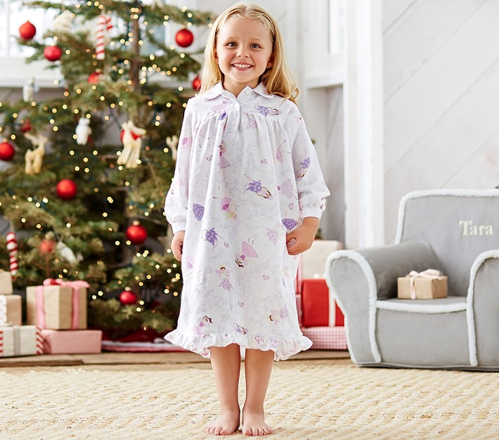 Girl's Toddler Santa and Reindeer Pink Fleece Holiday Nightgown with Doll  Gown