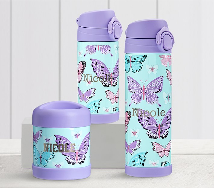 Mackenzie  Aqua Lavender Pretty Butterflies Hot &amp; Cold Container