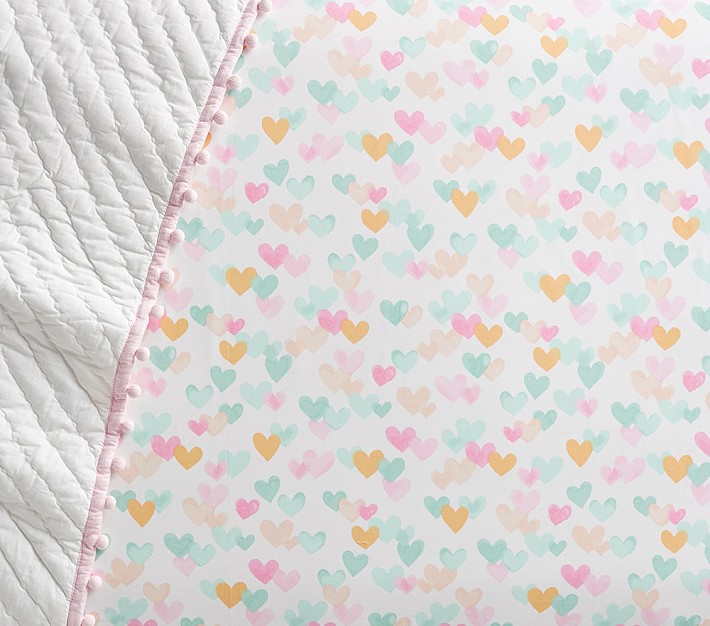Retro Heart Crib Fitted Sheet