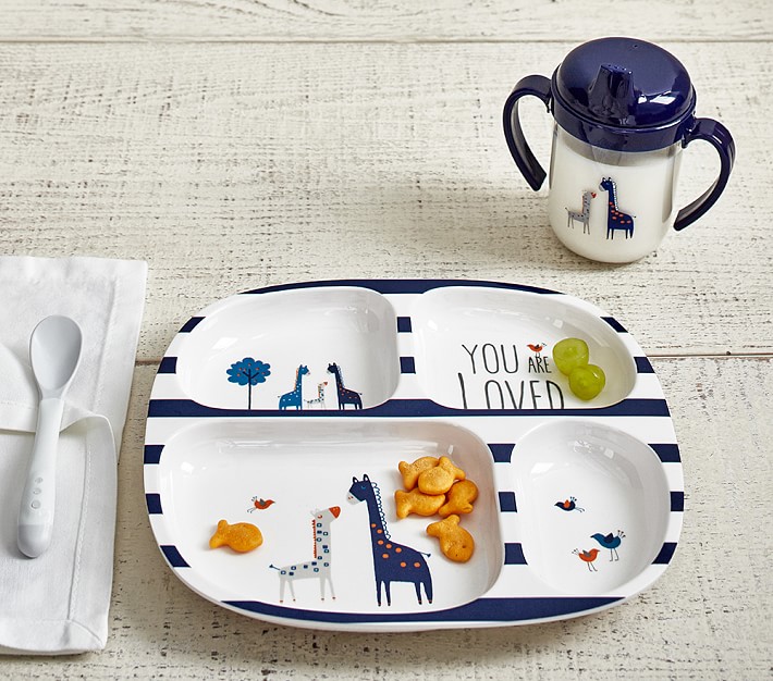 Navy &quot;You are Loved&quot; Feeding Plate &amp; Sippy Cup