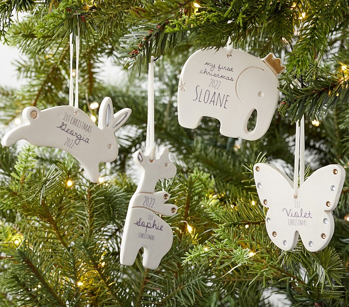 Baby's First Personalized Shaped Ceramic Animal Ornaments