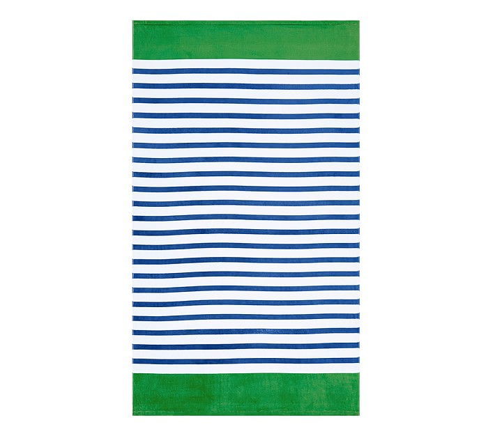 Breton Stripe Adult Beach Towel Navy Green