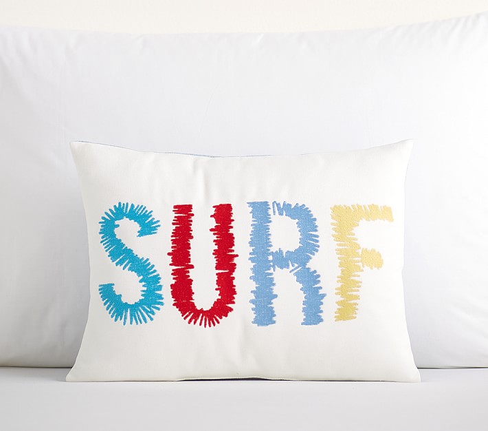 Embroidered Surf Pillow
