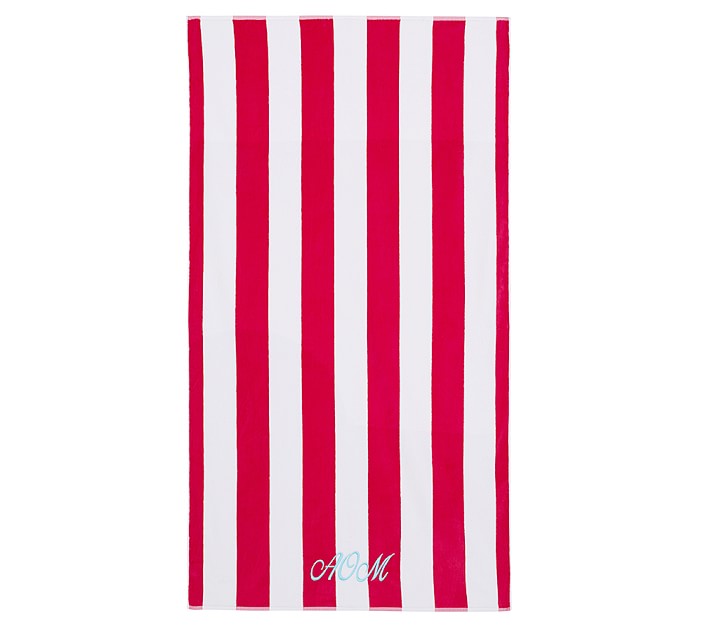 Reversible Awning Stripe Adult Towel Pink