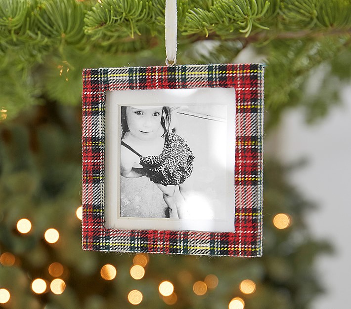 Personalized Plaid Frame Ornament