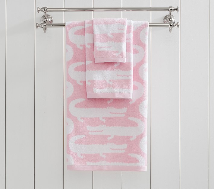 Pink Jungle Alligator Bath Towels