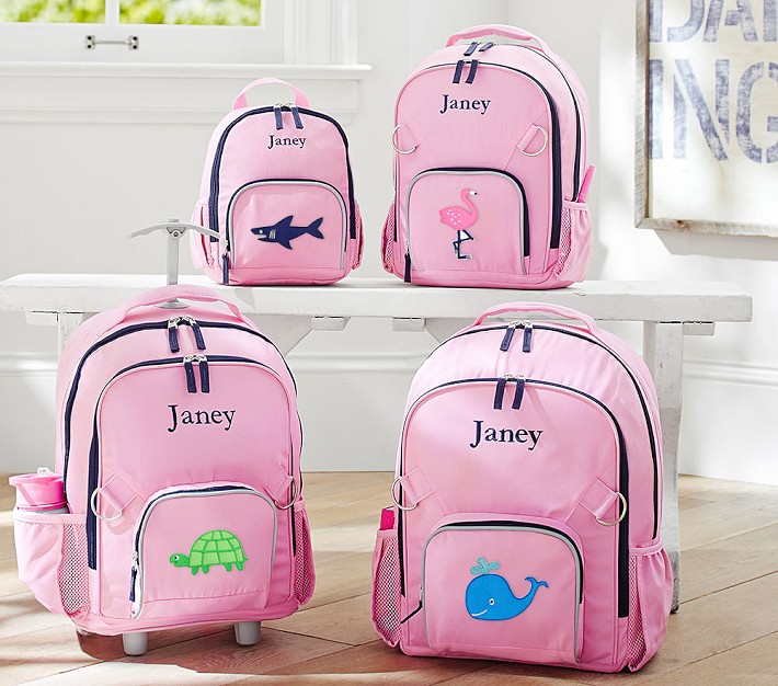 Fairfax Solid Pink/Navy Trim Backpacks