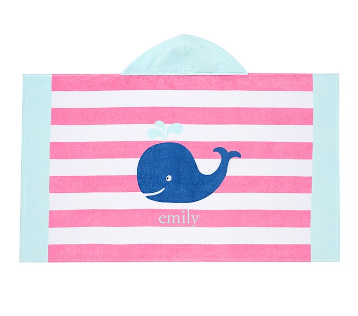 Whale Stripe Baby Beach Hooded Towel
