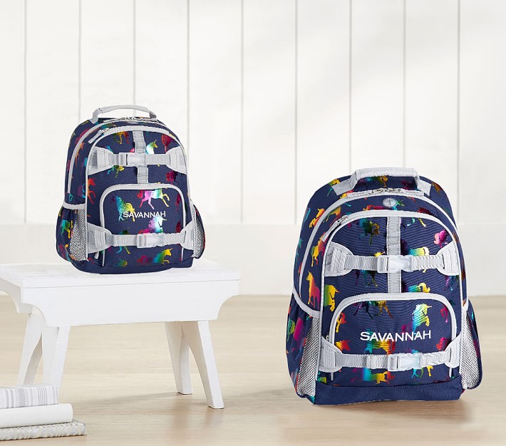 Mackenzie Navy Rainbow Foil Unicorn Backpacks