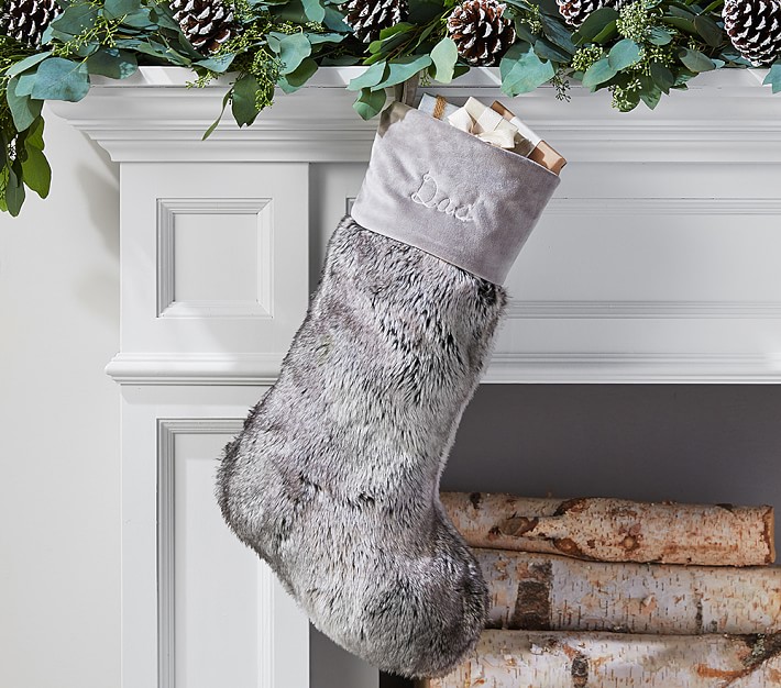 Gray Ombre Faux Fur Stocking