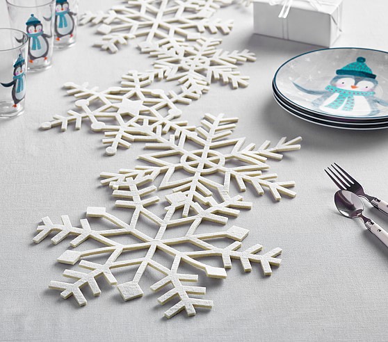 Merry And Bright Snowflake Table Runner | Pottery Barn Kids