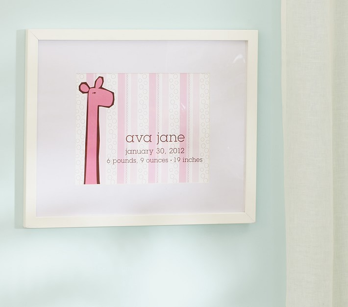 Pink Giraffe Personalized Birth Announcement