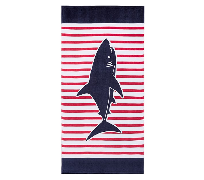 Breton Stripe Shark Kid Beach Towel