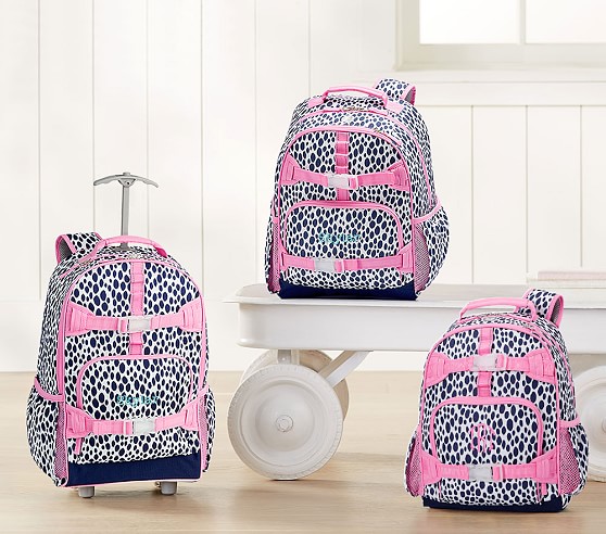 Mackenzie Navy & Pink Dalmatian Dot Girls Backpack | Pottery Barn Kids