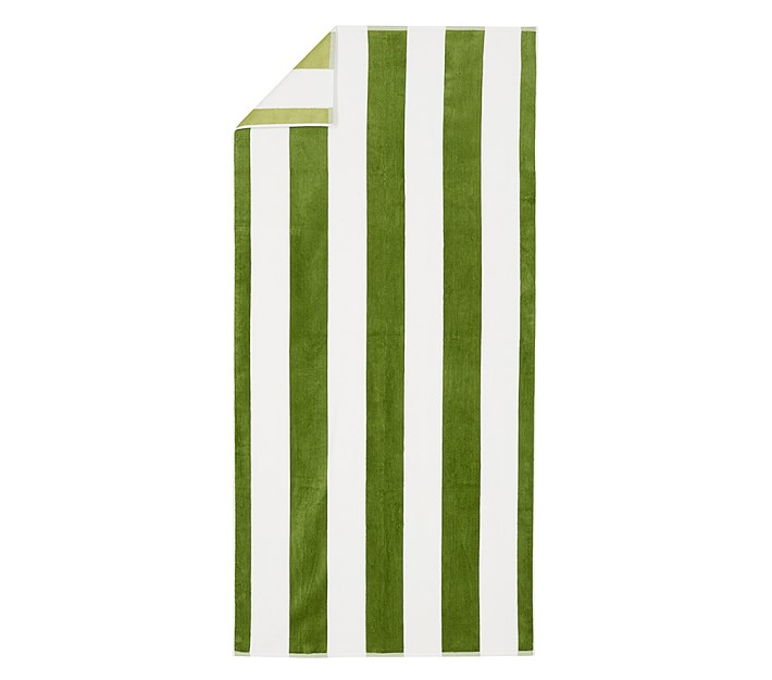 Reversible Awning Stripe Kid Towel Green