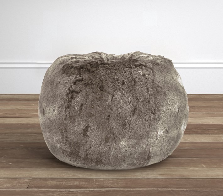 Gray Tipped Faux-Fur Anywhere Beanbag&#8482; Slipcover Only