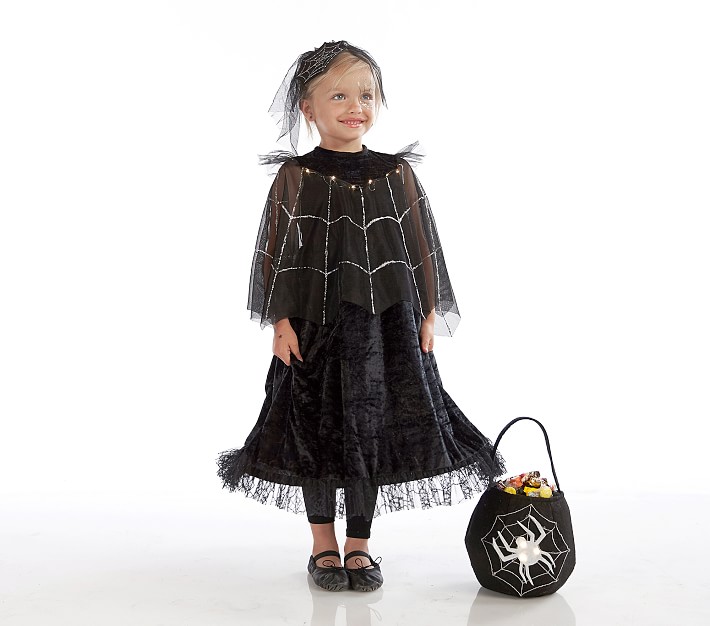 Kids Light Up Black Spider Queen Halloween Costume