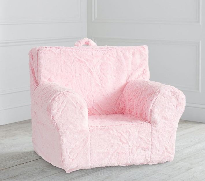 Light Pink Faux-Fur Oversized Anywhere Chair&#174; Slipcover Only