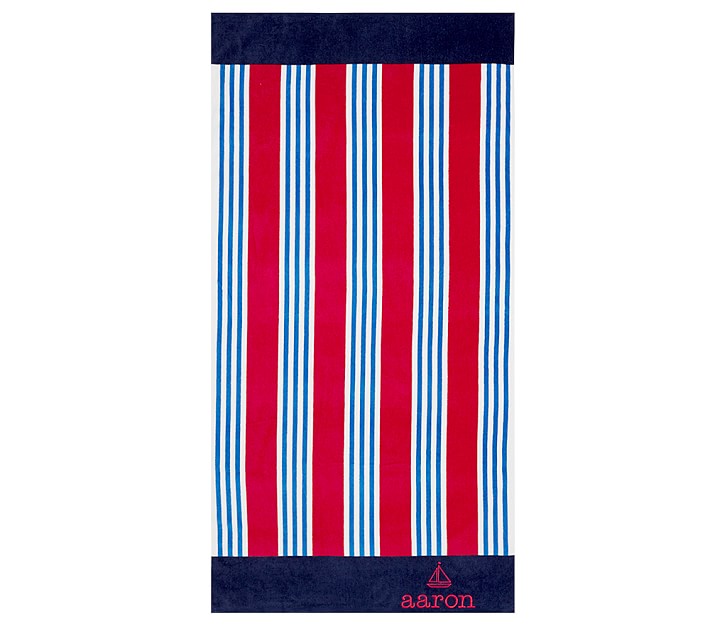 Nantucket Stripe Towel Red Navy