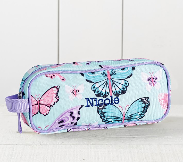Mackenzie Aqua Lavender Pretty Butterflies Pencil Case