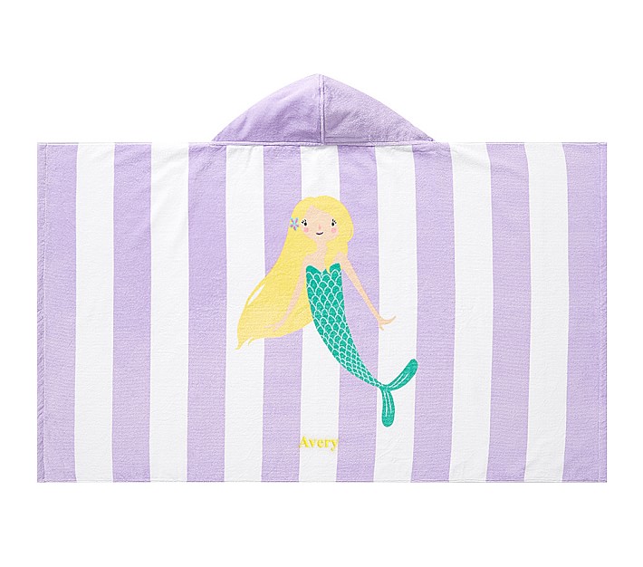 Mermaid Stripe Kid Beach Hooded Towel Blonde