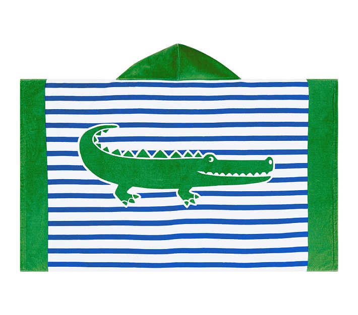 Breton Stripe Alligator Kid Beach Hooded Towel