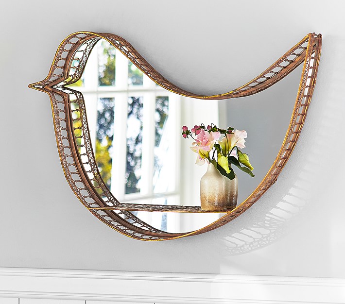 Gold Bird Shelf Mirror