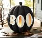 Large Black Pumpkin with Boo Luminary