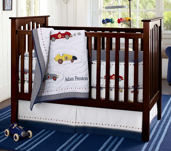 Roadster Nursery Quilt Bedding Set, Crib Fitted Sheet, Toddler Quilt & Crib Skirt