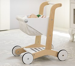 Wooden shopping cheap trolley toy